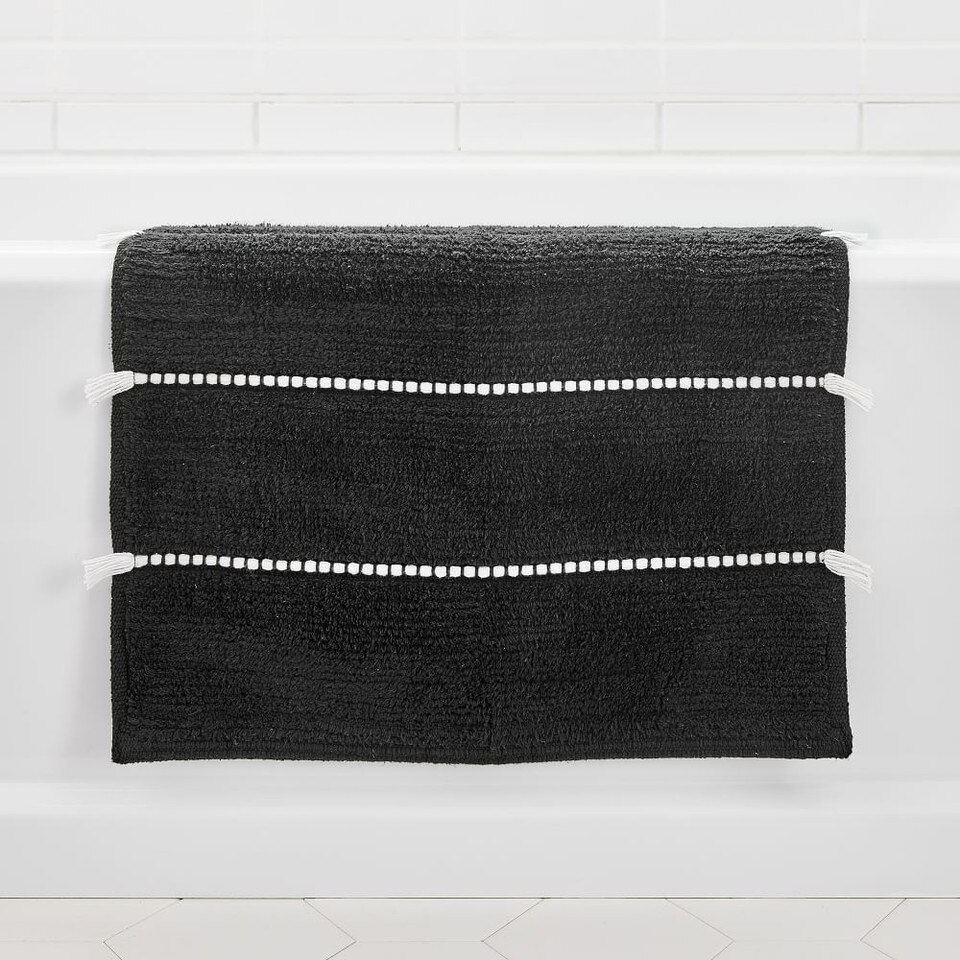 Organic Tassel Stripe Bath Mat West Elm UK
